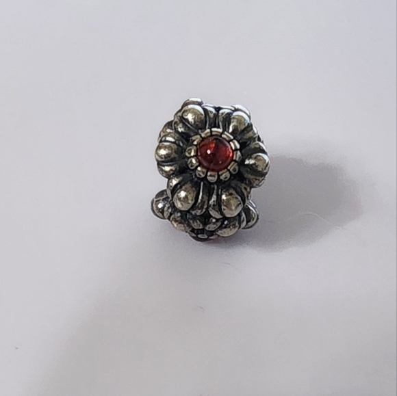 Pandora Birthday Blooms Charm "July - Carnelian"  retired - Picture 1 of 7